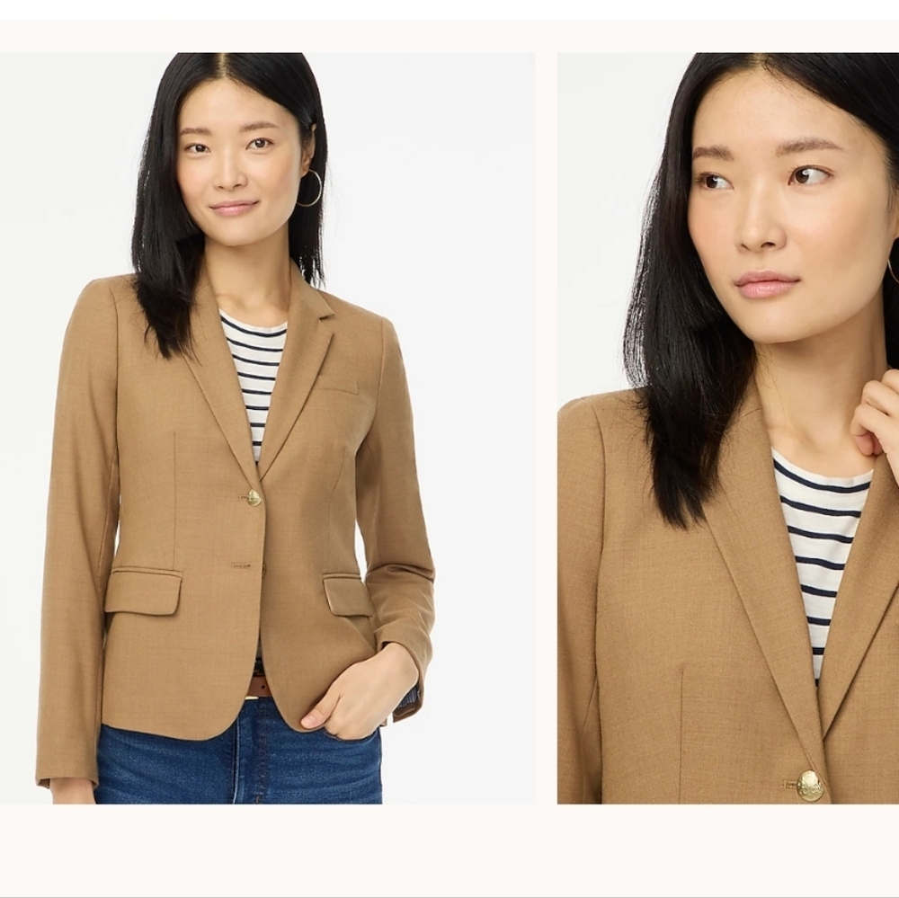 J Crew Original Schoolboy Regent Blazer Wool Blend Camel Career Professional, 2